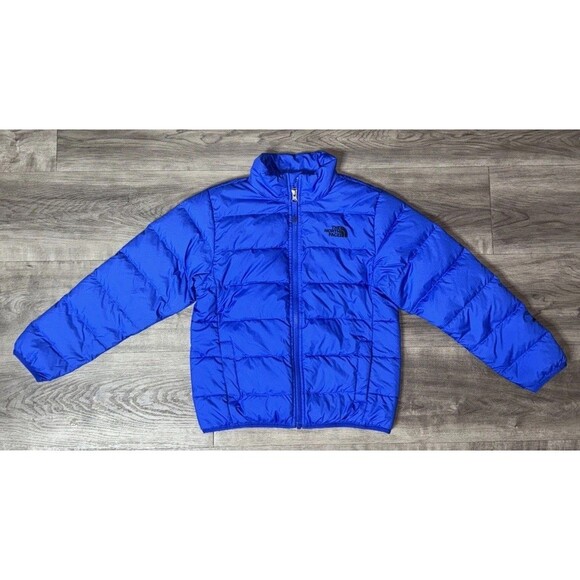 The North Face 550 Puffer Jacket Boys Kids Small S Goose Down Gray Zip Coat - Picture 1 of 6